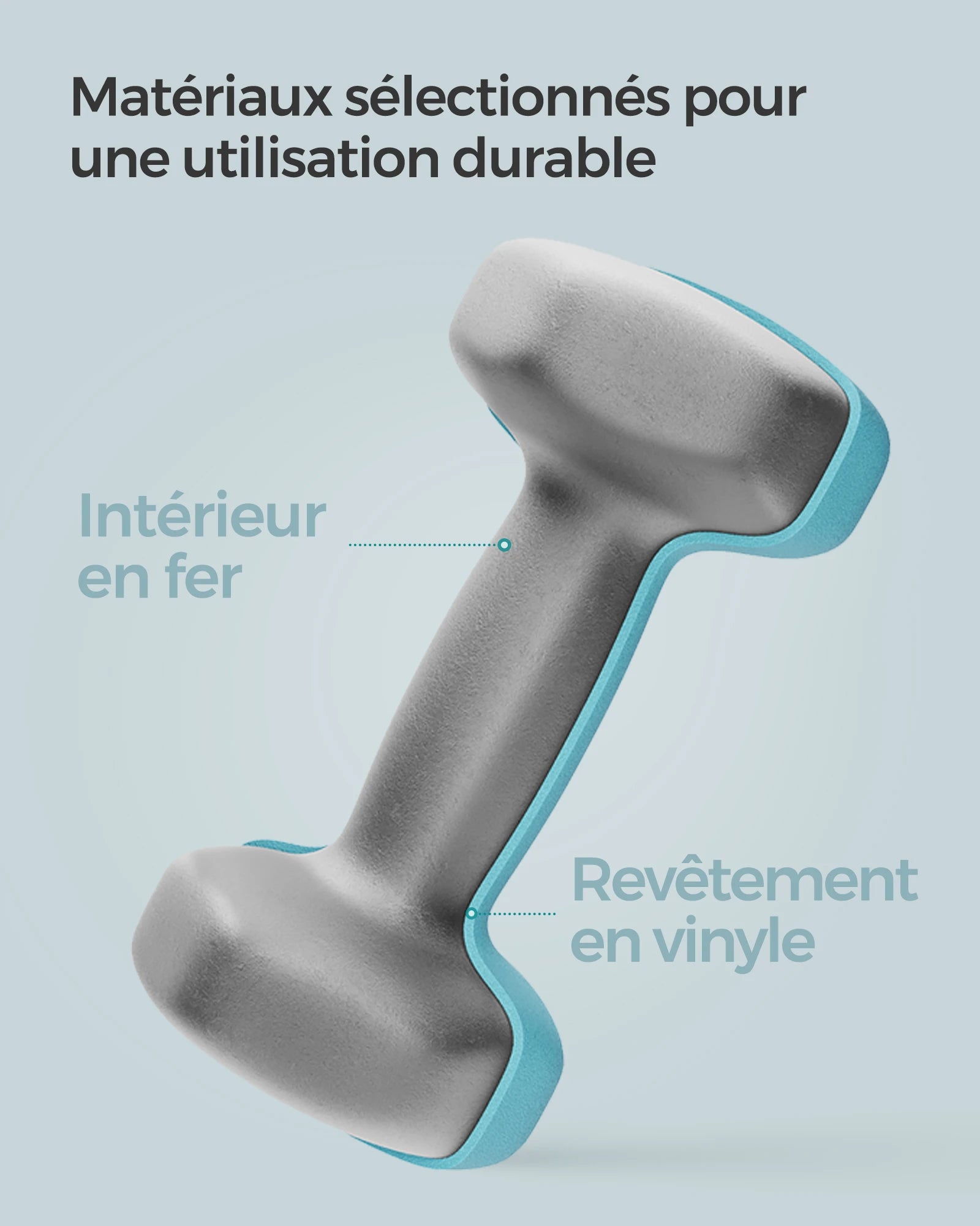 Lot de 2 haltères hexagonaux 2 x 2 kg bleu clair