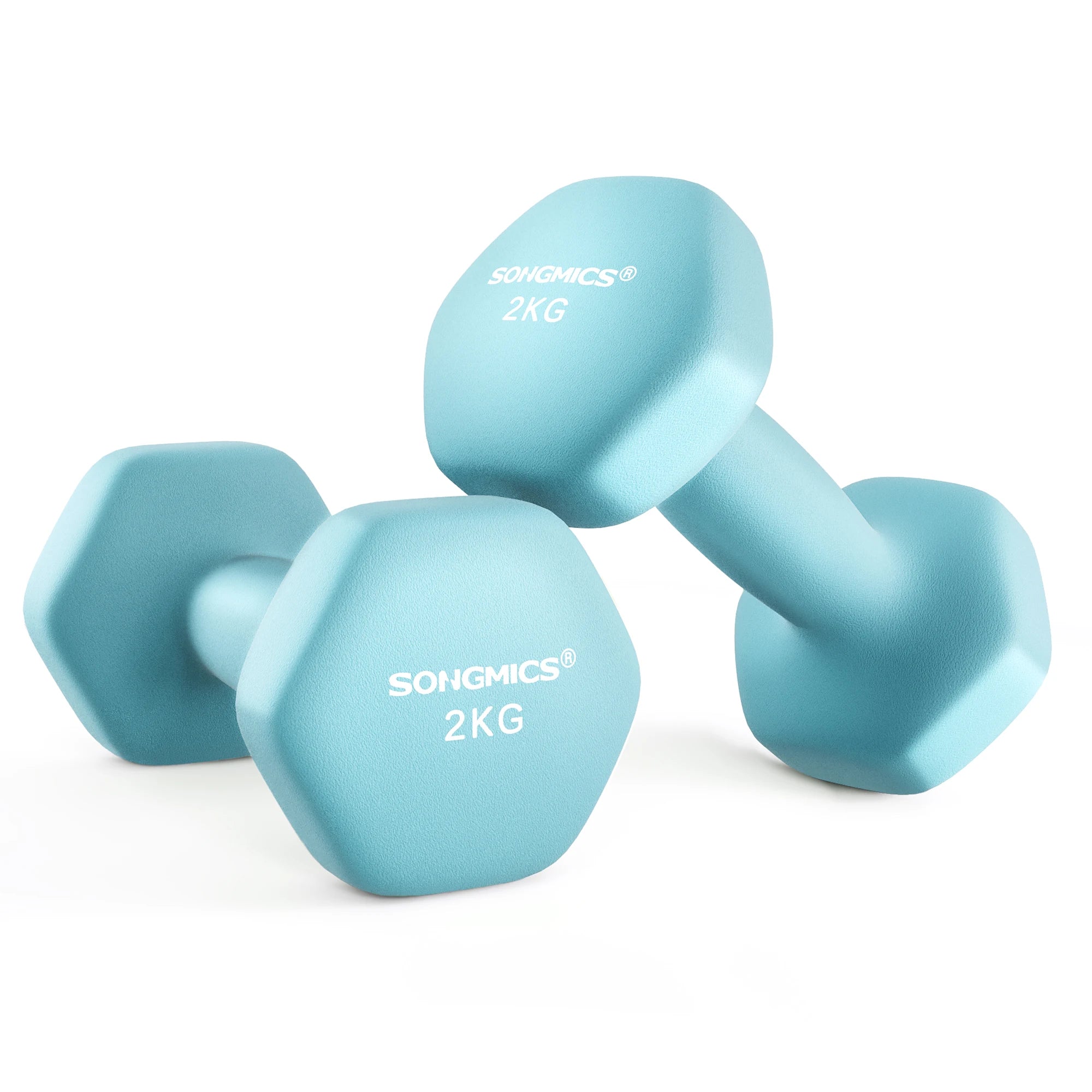 Lot de 2 haltères hexagonaux 2 x 2 kg bleu clair