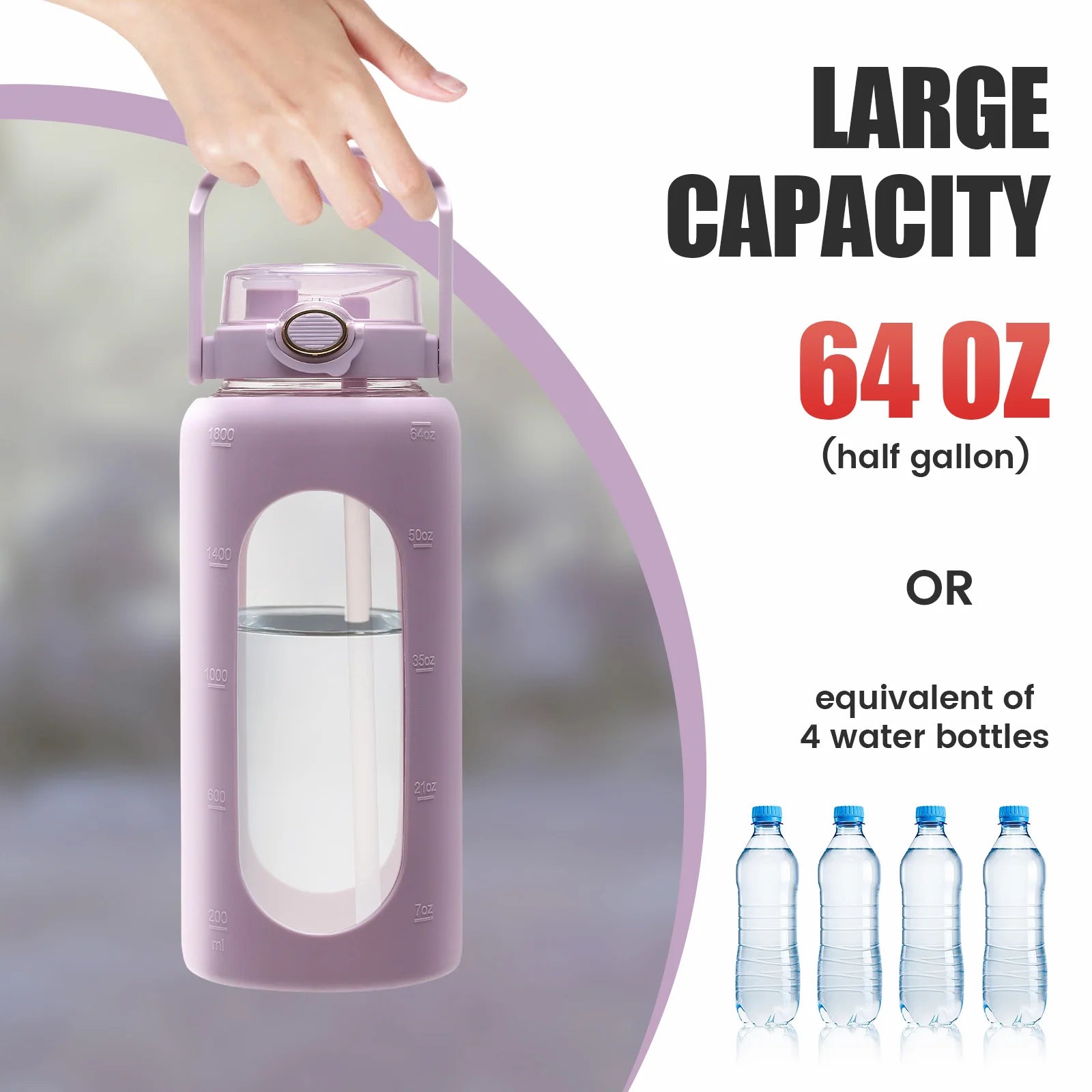 Bouteille en Verre 64oz avec Paille