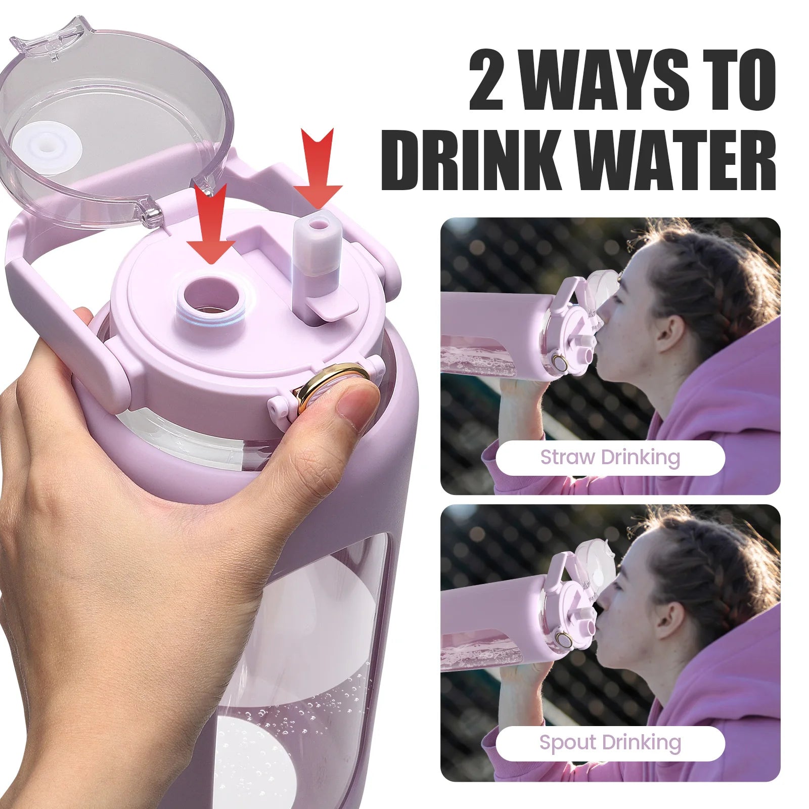 Bouteille en Verre 64oz avec Paille