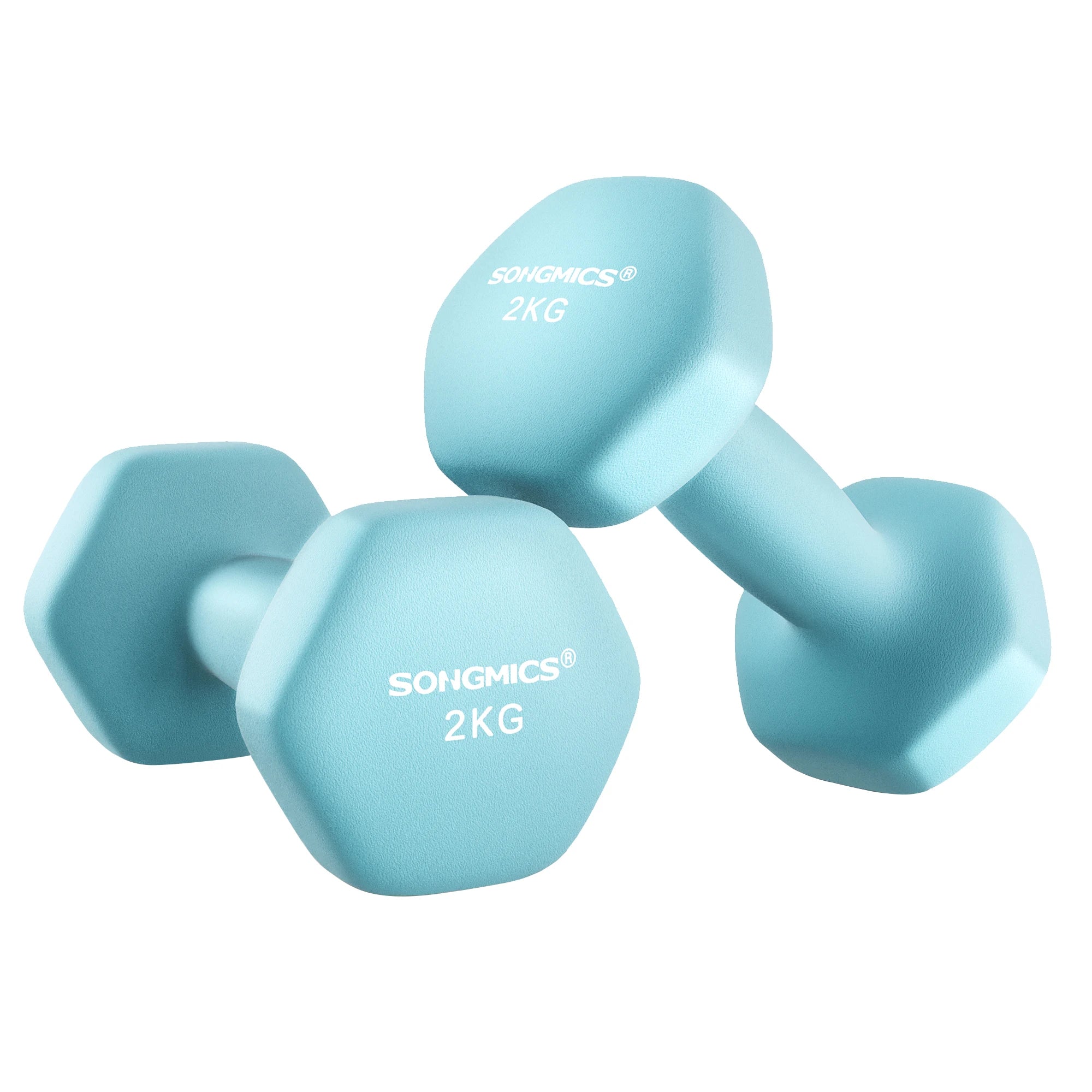 Lot de 2 haltères hexagonaux 2 x 2 kg bleu clair
