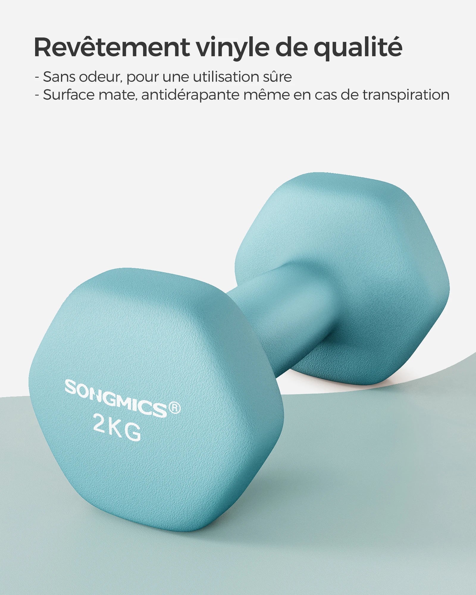 Lot de 2 haltères hexagonaux 2 x 2 kg bleu clair